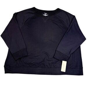 SONOMA LIFE STYLE Woman Black Crew Neck Raglan Sleeve Sweatshirt 3X